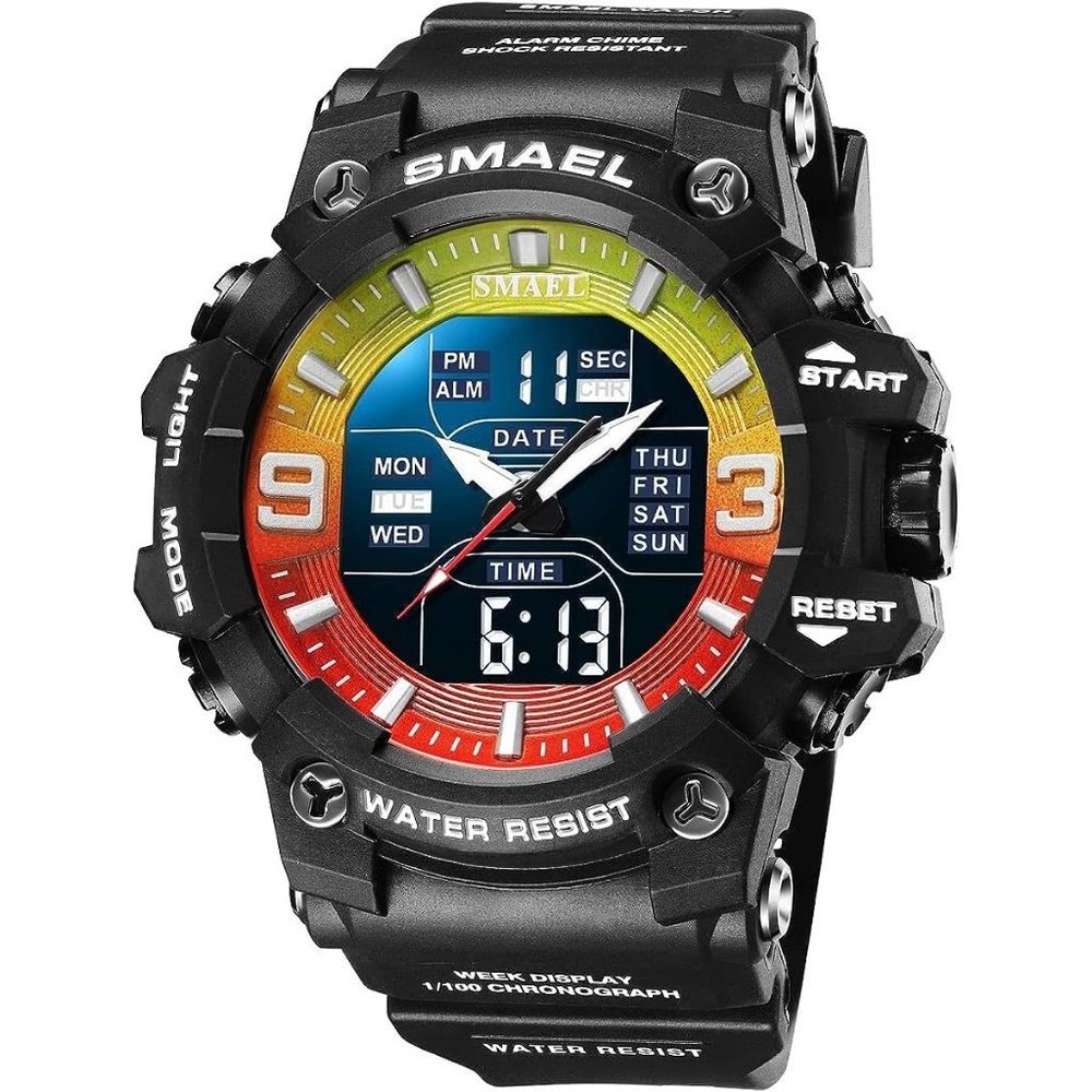 KXAITO Men's Stainless Steel MilitaryLED Stopwatch Digital Electronic Watch